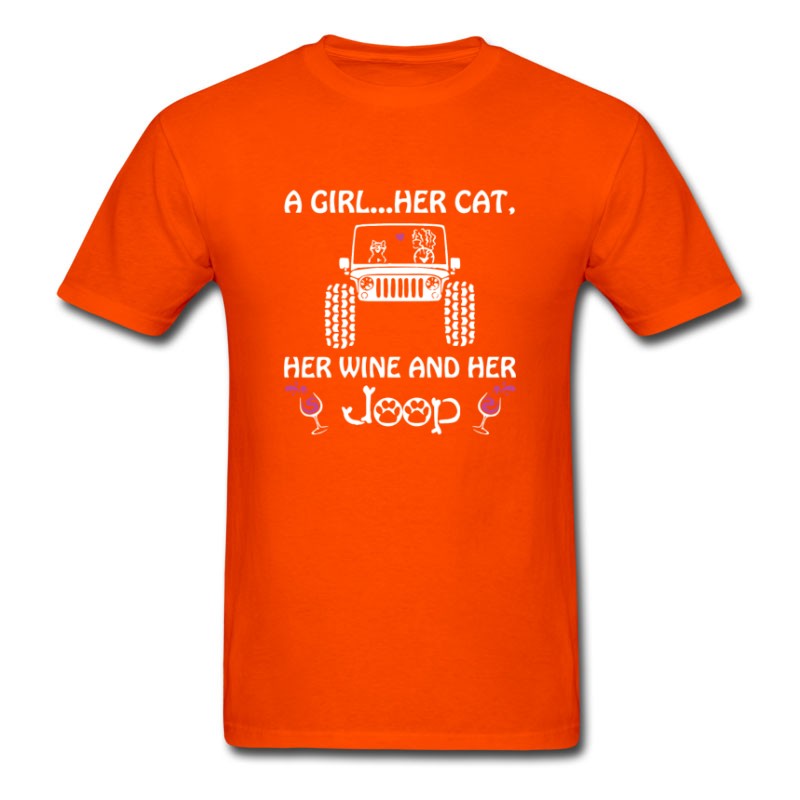 Men's A Girl Her Cat Her Wine And Her Jeep T-Shirt
